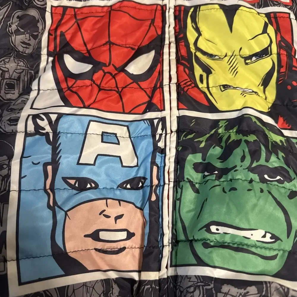 Youth Medium Reversible Jacket Multicolor Marvel Sherpa Hooded Size 6/7